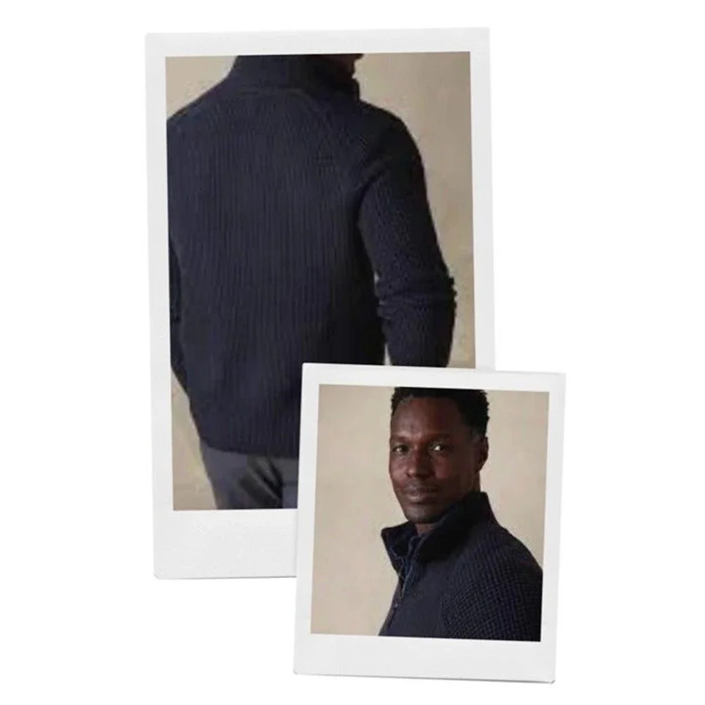 Banana Republic Factory 1/2 Zip Pullover Sweater-Medium-Ribbed-Knit-Nautical